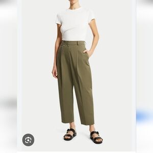 Theory Olive Green Pleated Chinos